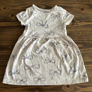 Carter's Girls 3T White Dress Multicolor Bow Print Casual Cotton Blend CS
